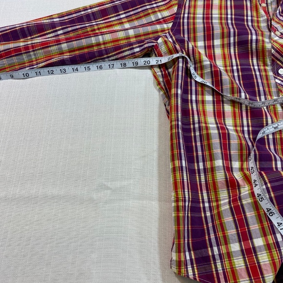 Banana Republic Men's Button Down Plaid Purple Red - Picture 7 of 7